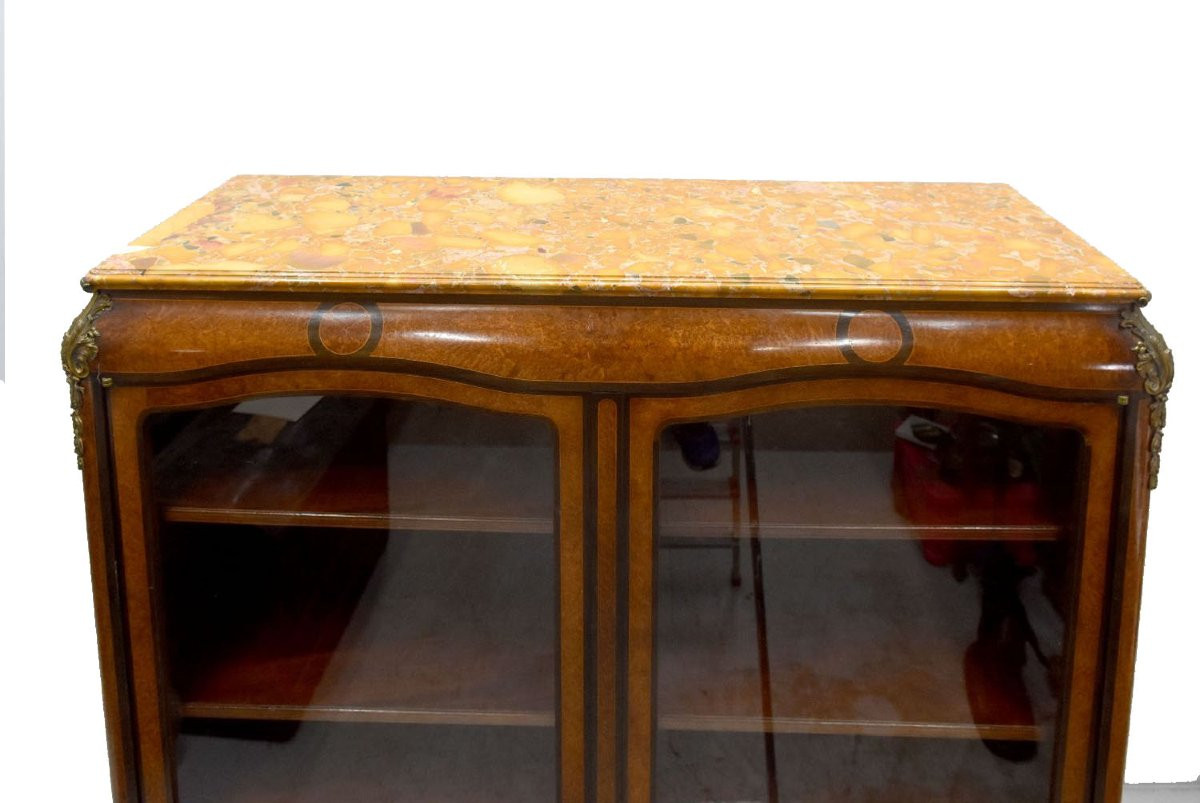 Transition Style Marquetry And Gilt Bronze Bookcase-photo-4
