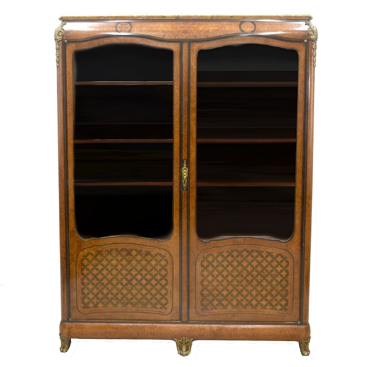 Transition Style Marquetry And Gilt Bronze Bookcase