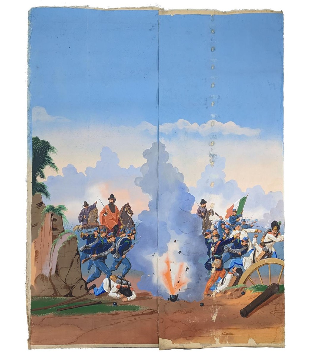 Wallpaper Marouflé On Canvas 19th Century Military Scenes