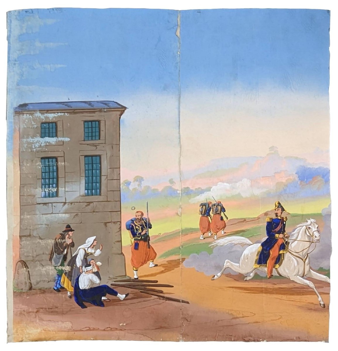 Wallpaper Marouflé On Canvas 19th Century Military Scenes