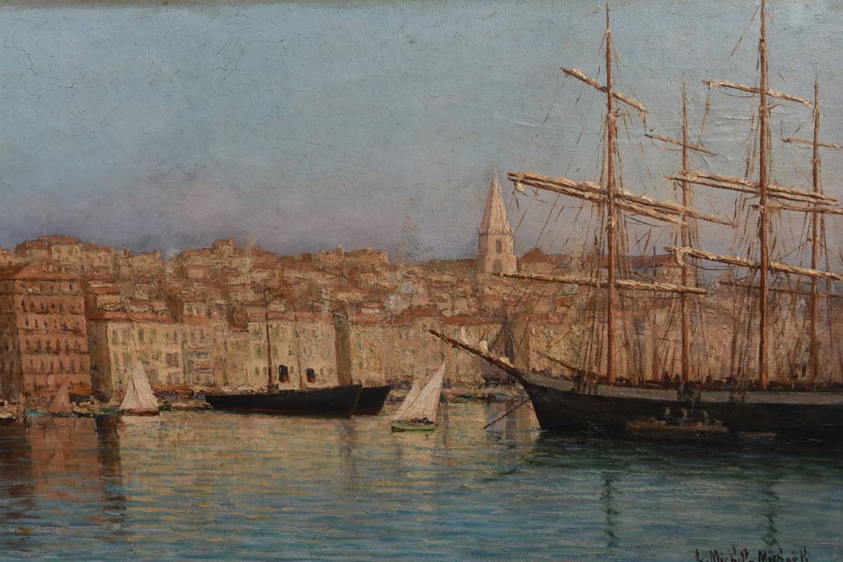 Huile sur toile Vieux-Port de Marseille et les Accoules-photo-2