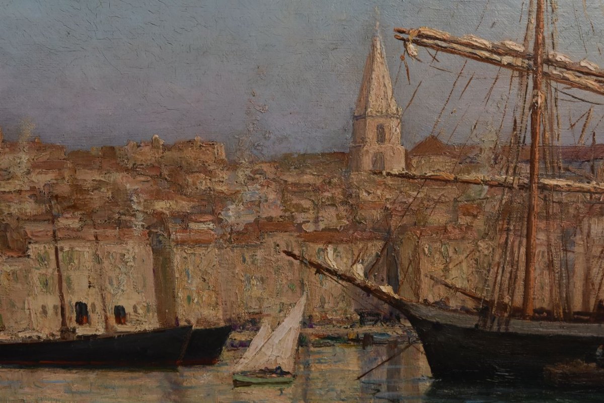 Huile sur toile Vieux-Port de Marseille et les Accoules-photo-3