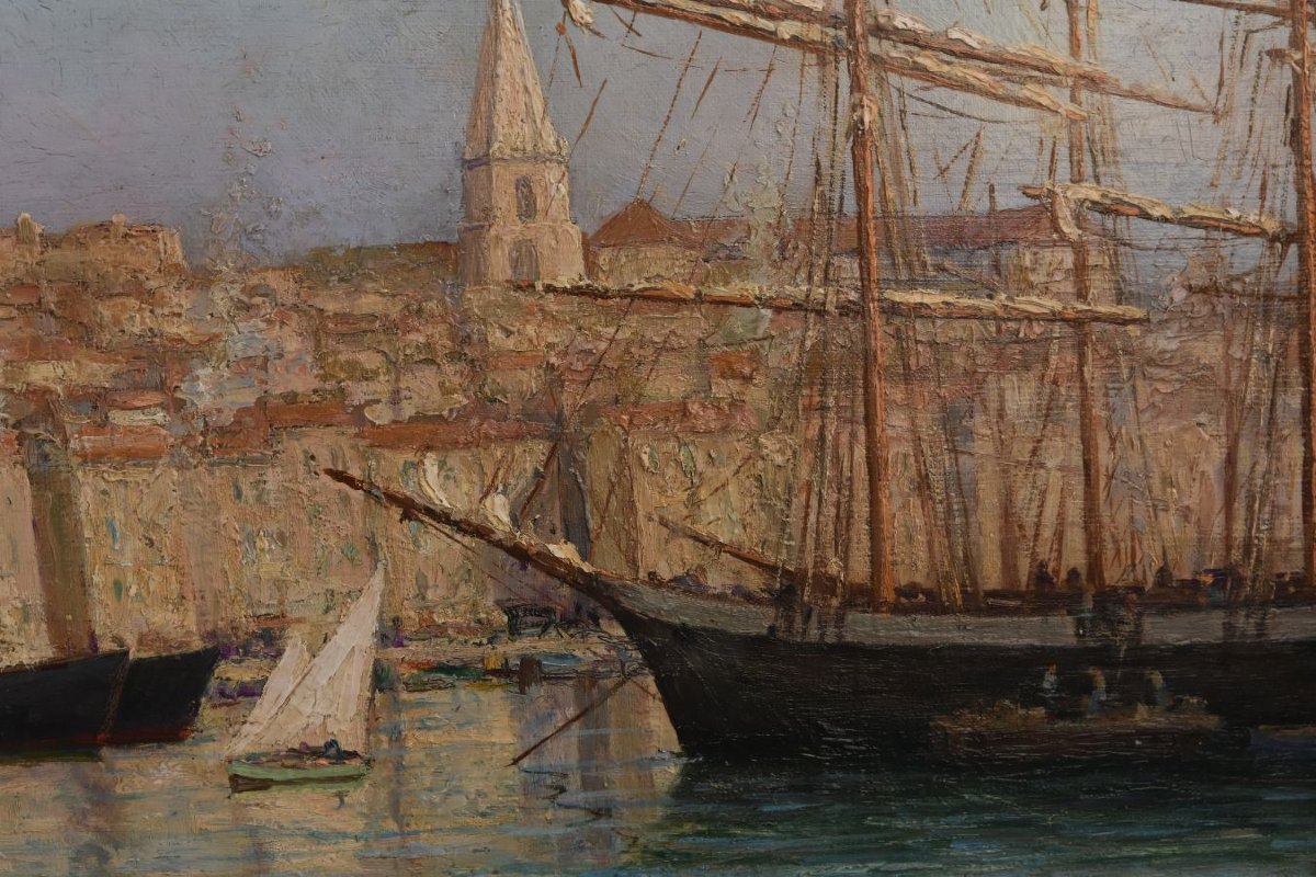 Huile sur toile Vieux-Port de Marseille et les Accoules-photo-1