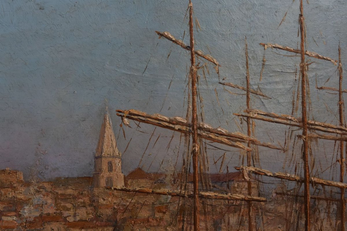 Huile sur toile Vieux-Port de Marseille et les Accoules-photo-2