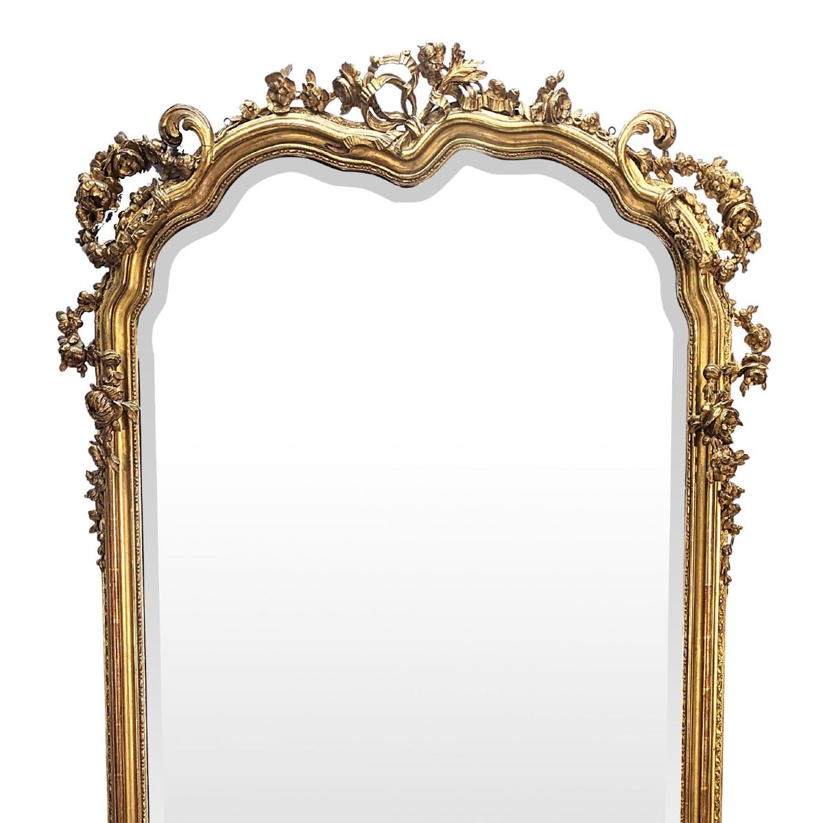 Large Gilded Wood Mirror, Napoleon III Period-photo-4
