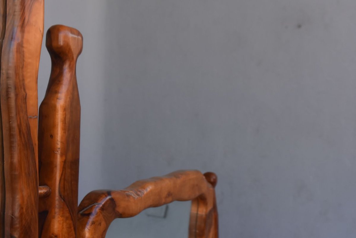 Brutalist Free-form Psyche Styling Unit In Olive Wood-photo-3