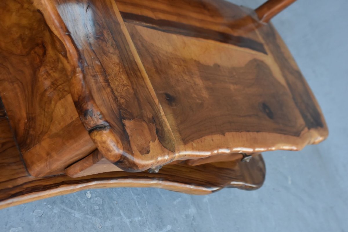Brutalist Free-form Psyche Styling Unit In Olive Wood-photo-4