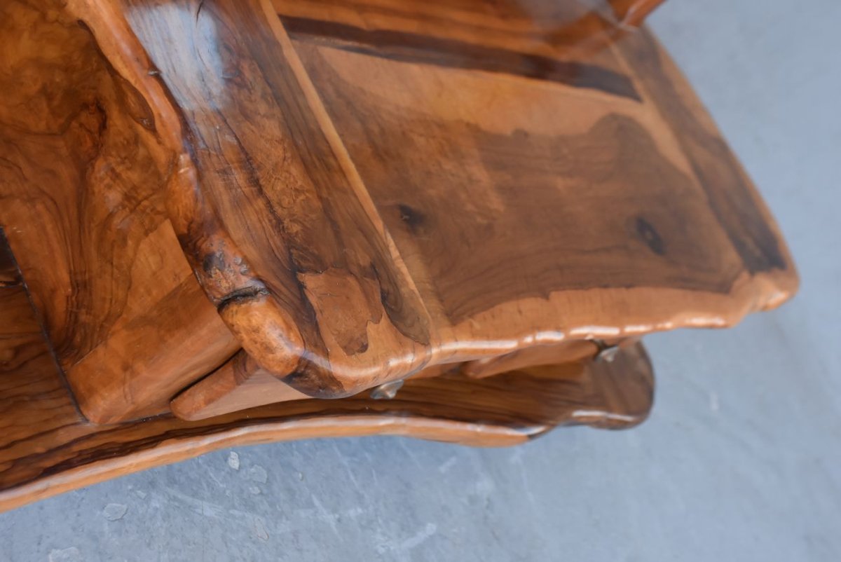 Brutalist Free-form Psyche Styling Unit In Olive Wood-photo-5