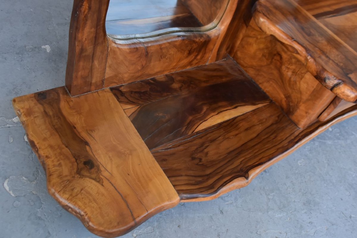 Brutalist Free-form Psyche Styling Unit In Olive Wood-photo-6