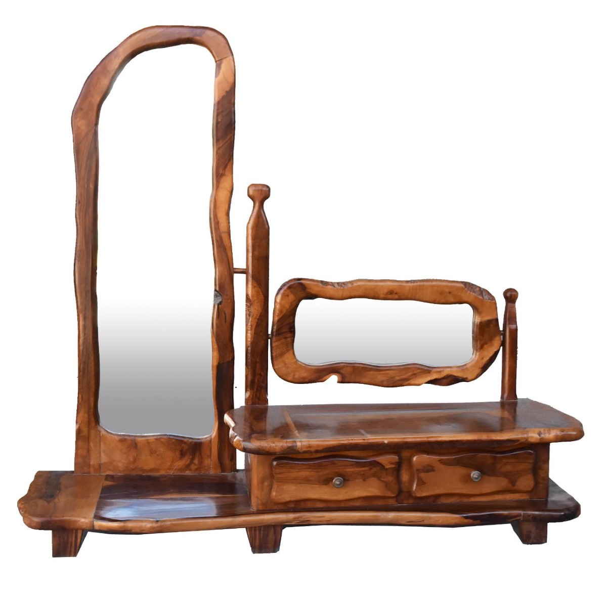 Brutalist Free-form Psyche Styling Unit In Olive Wood