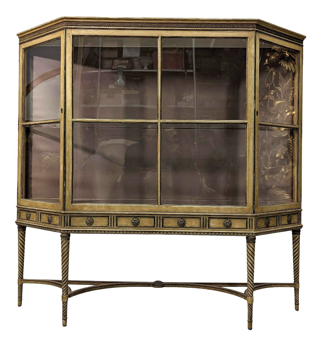 1900 Louis XVI Style Patinated Lacquered Display Case-photo-2