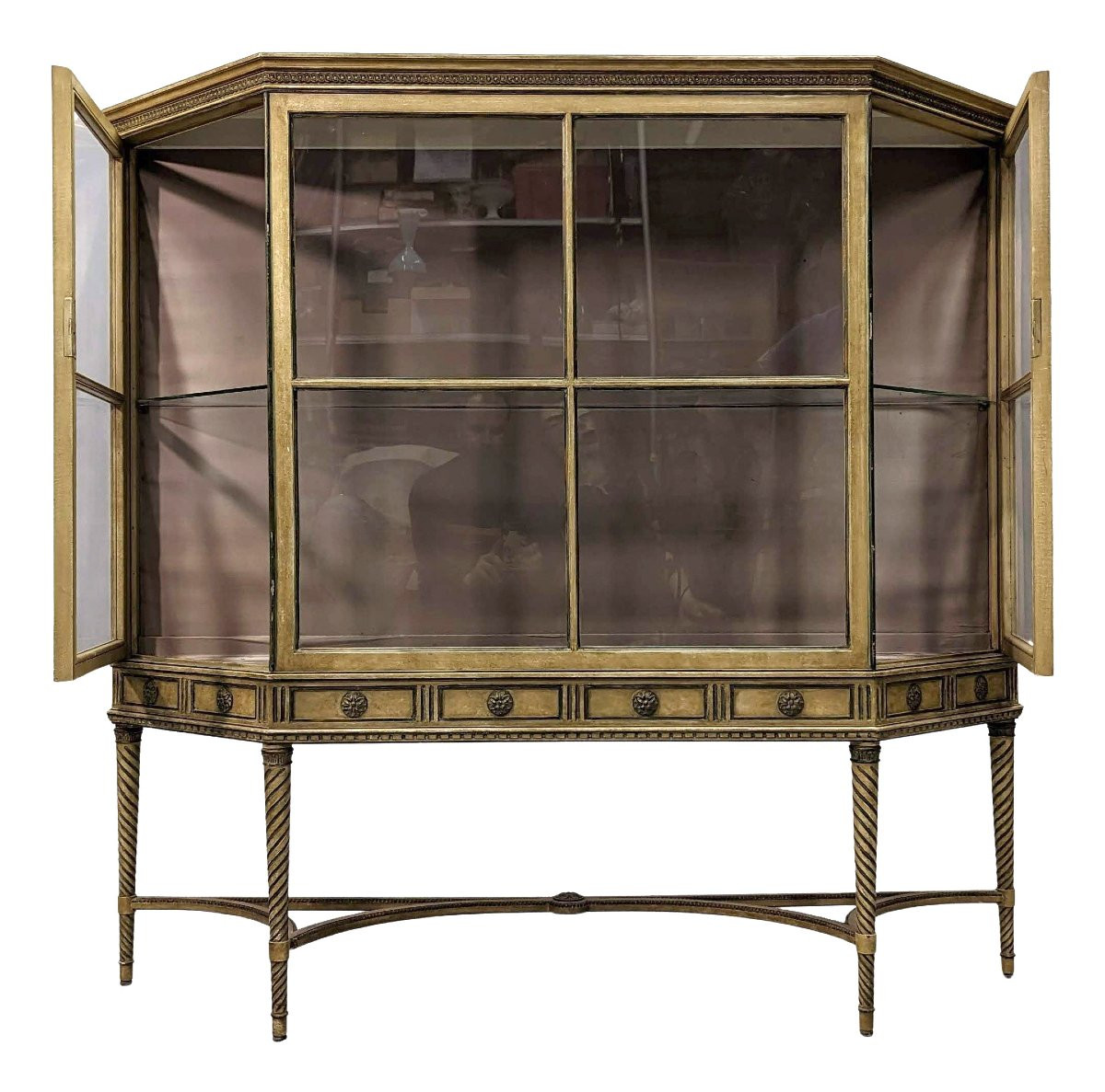 1900 Louis XVI Style Patinated Lacquered Display Case-photo-3