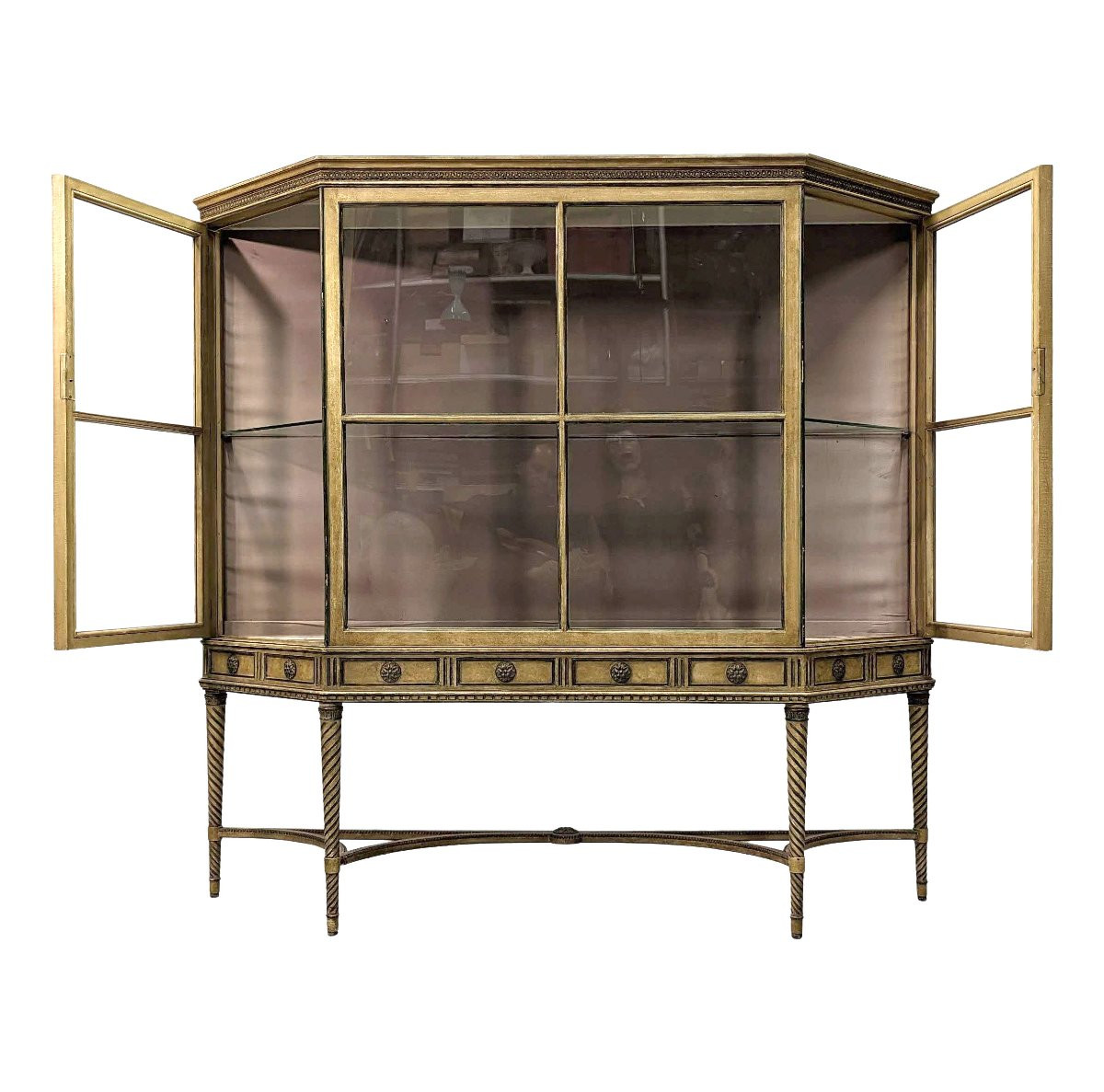 1900 Louis XVI Style Patinated Lacquered Display Case-photo-1
