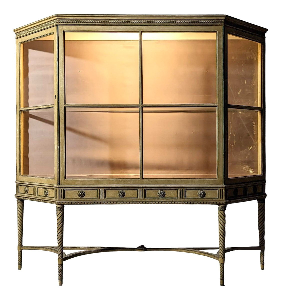 1900 Louis XVI Style Patinated Lacquered Display Case-photo-3