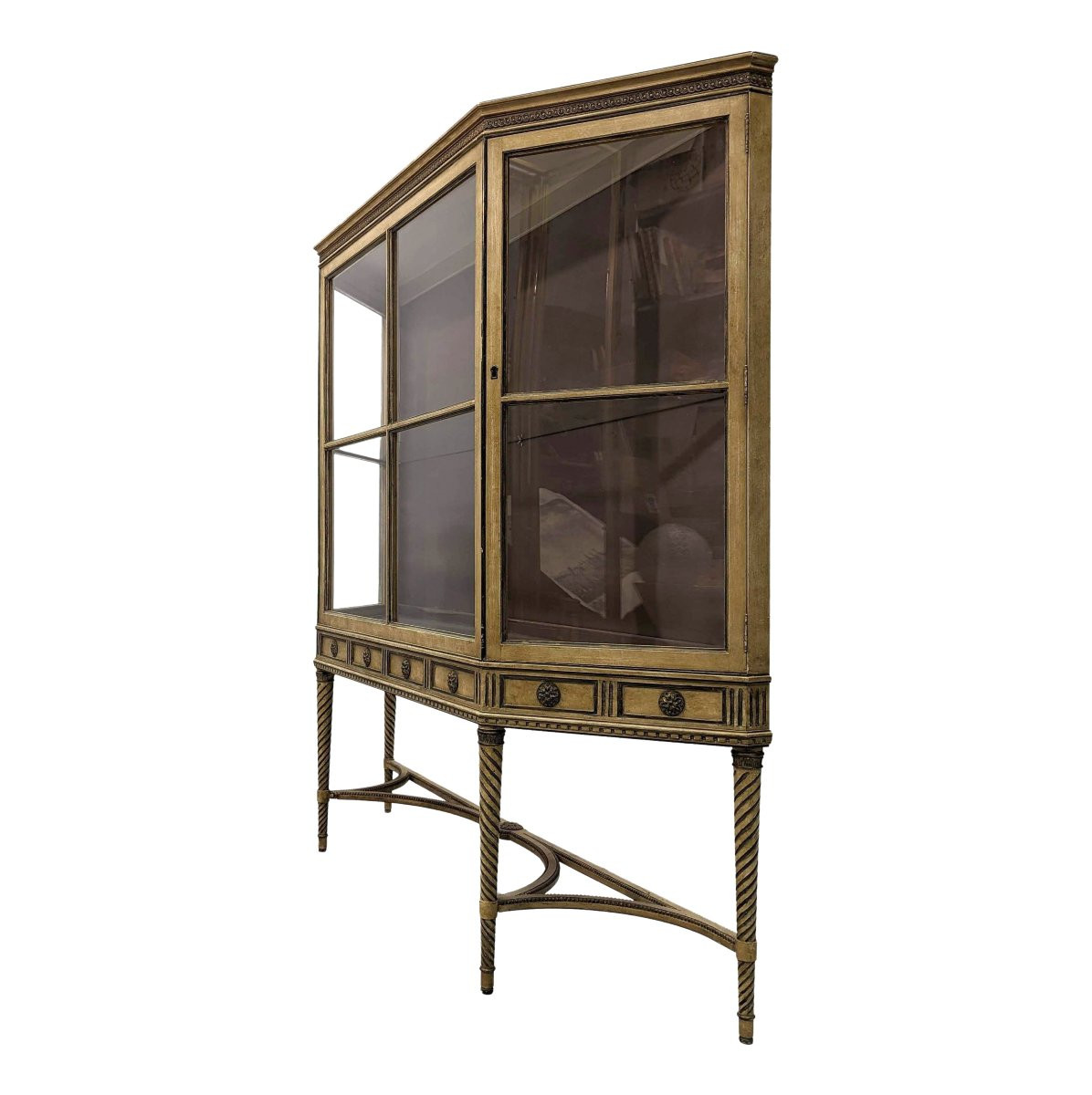 1900 Louis XVI Style Patinated Lacquered Display Case-photo-5