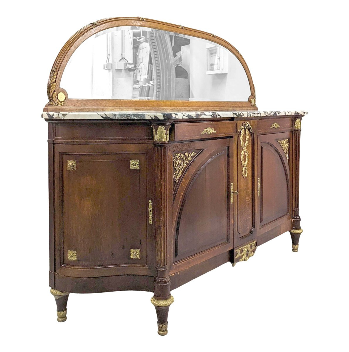 Bahut enfilade style Louis XVI en chêne vers 1900-photo-2