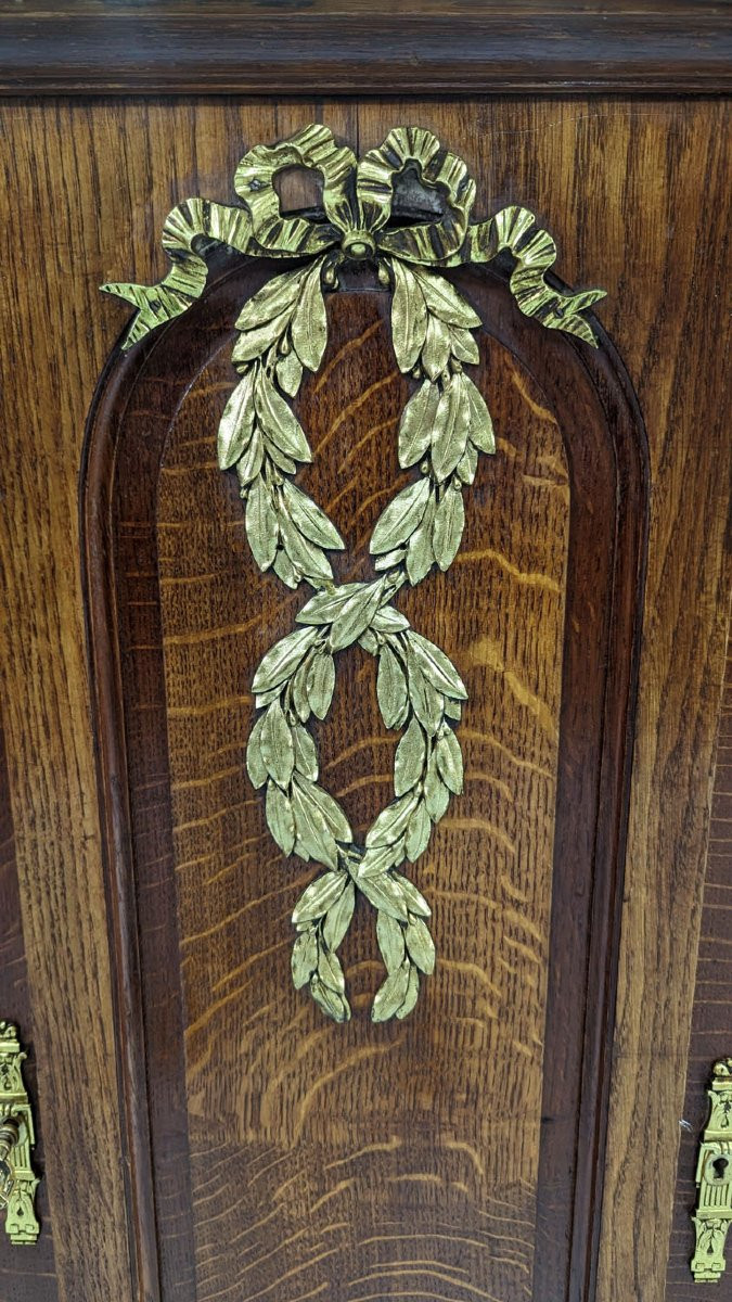 Bahut enfilade style Louis XVI en chêne vers 1900-photo-3