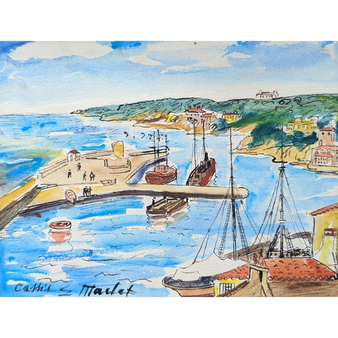 Le Port De Cassis Gouache By Elisée Maclet-photo-3