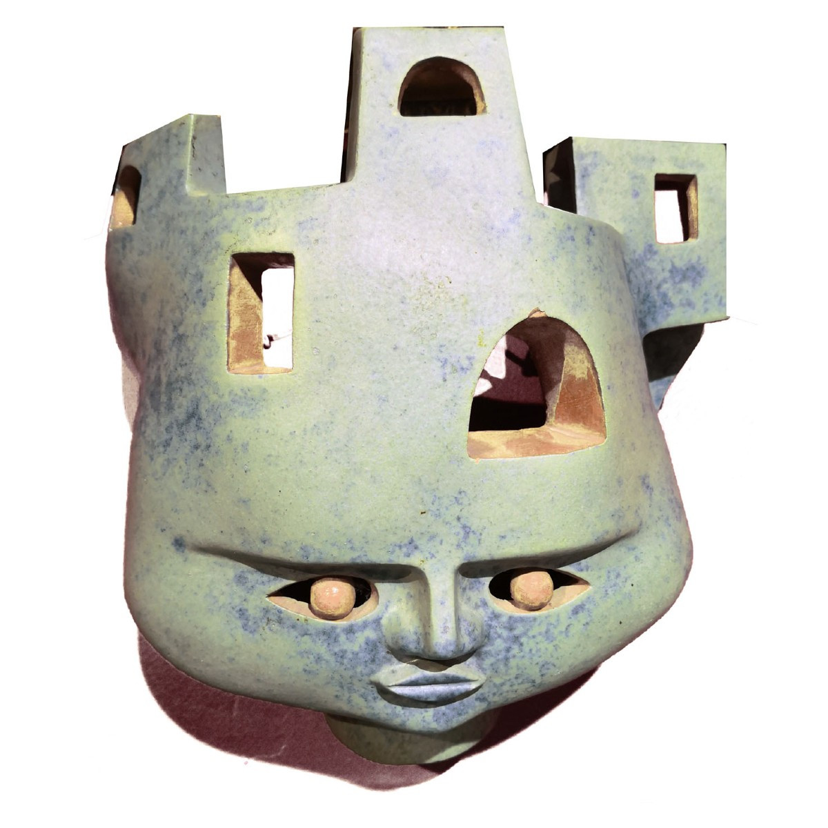 Applique lumineuse 1940 masque terre cuite