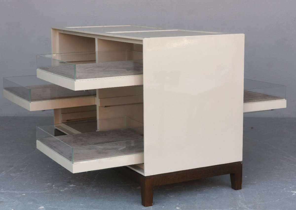 Luxury Wood-lacquered Bank, Cream-colored, Pass-through-photo-3