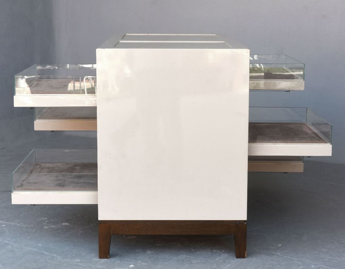 Luxury Wood-lacquered Bank, Cream-colored, Pass-through-photo-4