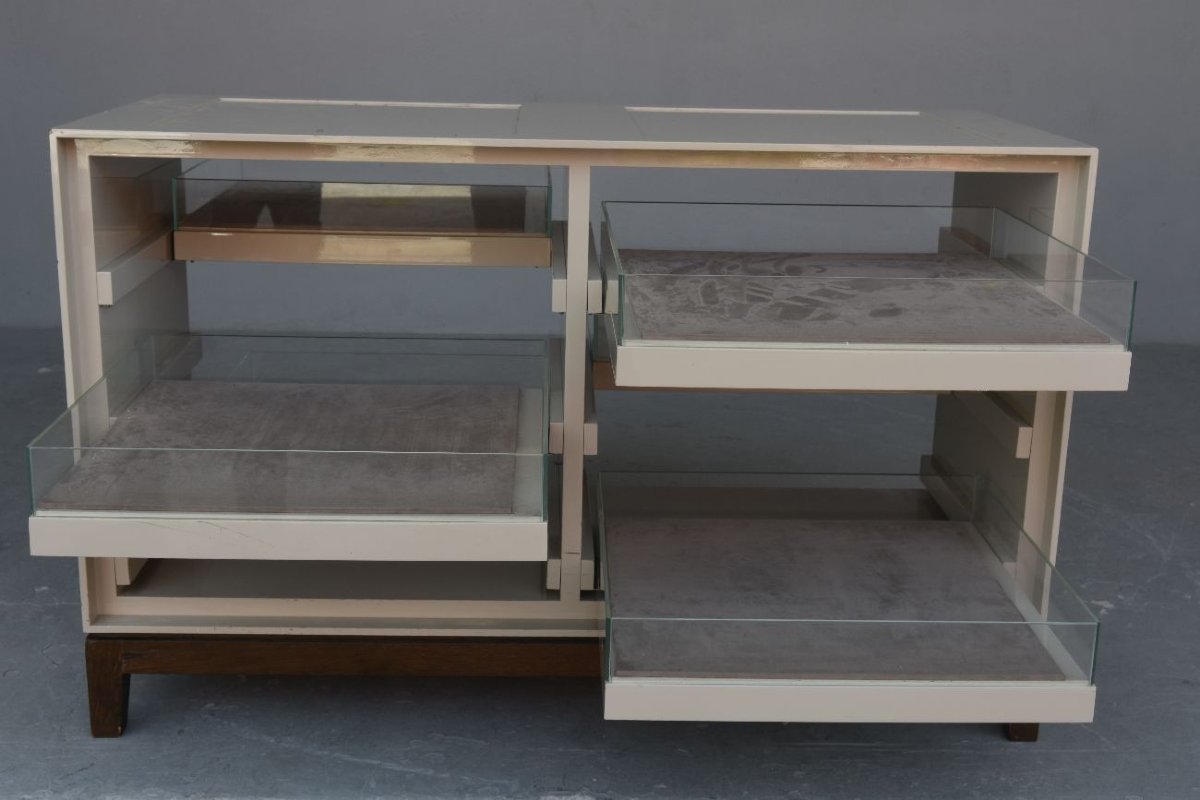Luxury Wood-lacquered Bank, Cream-colored, Pass-through-photo-4
