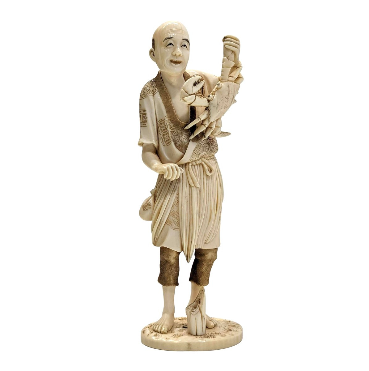 Okimomo d'époque XIXème le pécheur de crabe