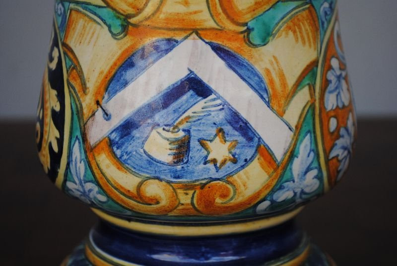 Lampes à pétrole fin XIXème majolique Italienne (paire)-photo-3
