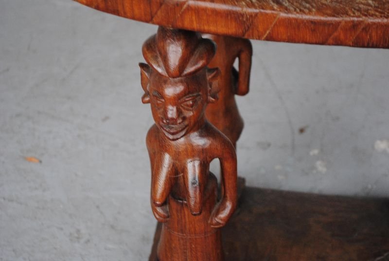 Tribal Curule Armchair Exotic Wood Beninese Tribal Chief-photo-1