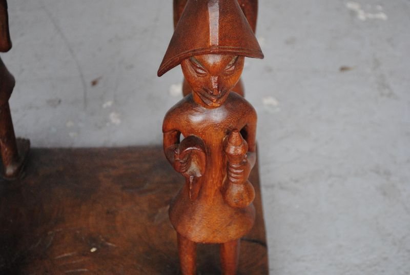 Tribal Curule Armchair Exotic Wood Beninese Tribal Chief-photo-3