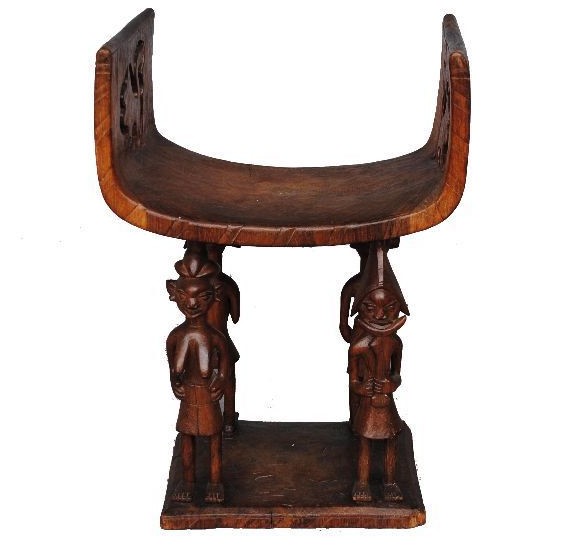 Tribal Curule Armchair Exotic Wood Beninese Tribal Chief