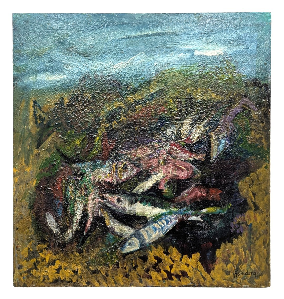 Still Life Oil On Cardboard By Rudolf Kundera