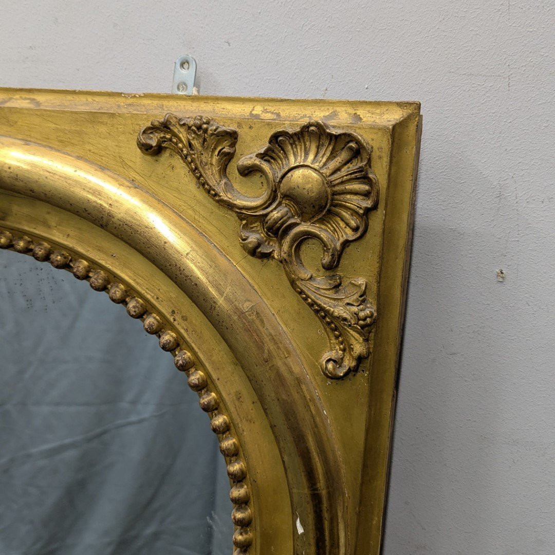 Miroir Napoléon III en bois et stuc doré à la feuille d'or-photo-4
