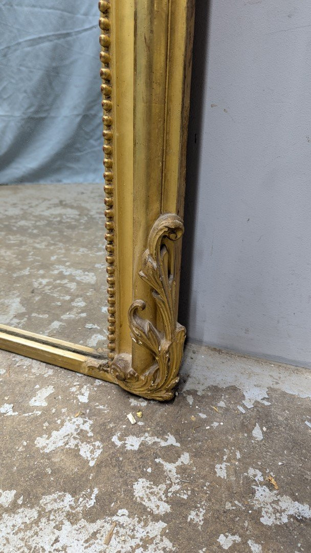 Miroir Napoléon III en bois et stuc doré à la feuille d'or-photo-3