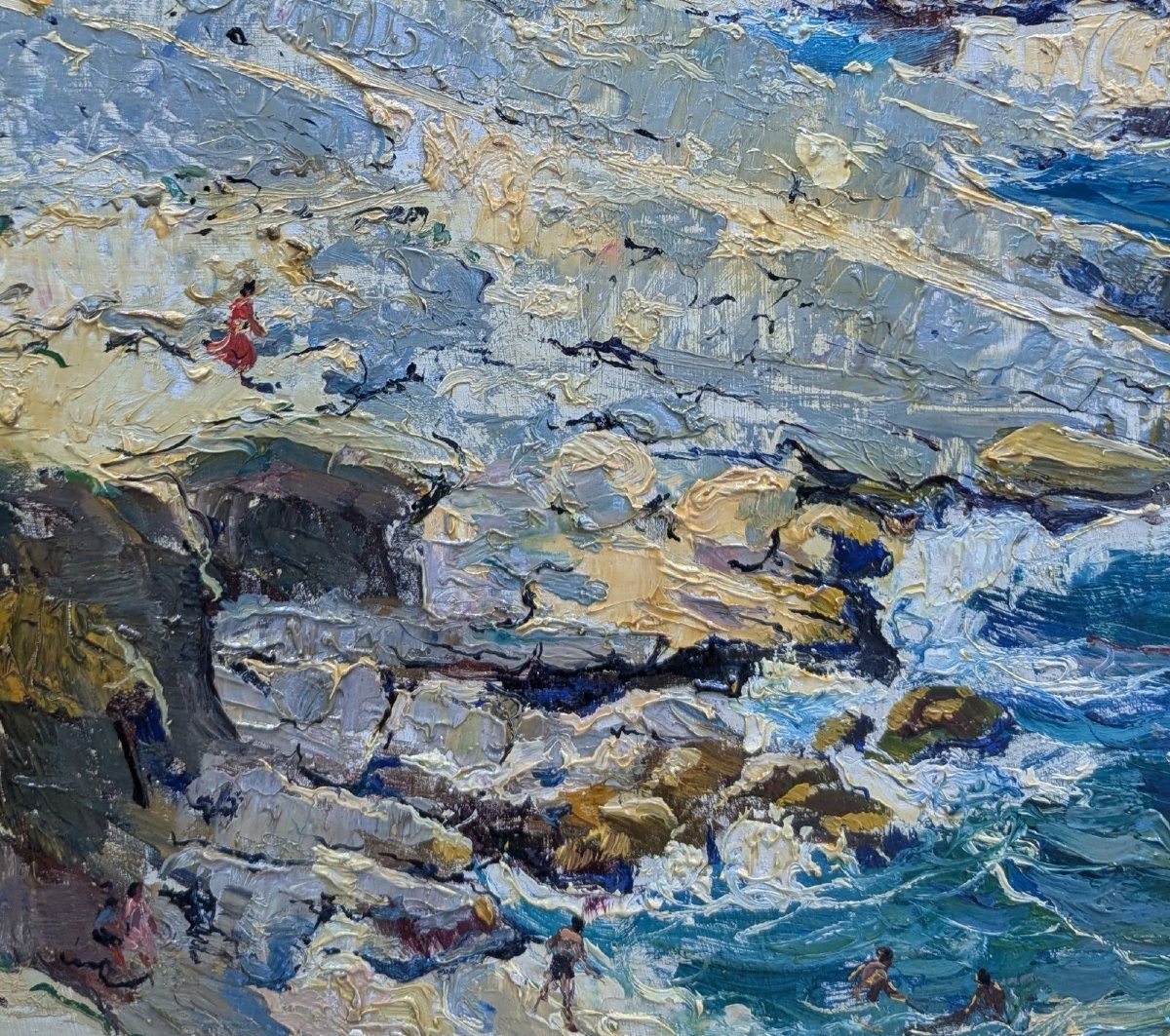 Oil On Panel By Louis Edouard Garrido Les Goudes Et l'Ile Maire-photo-3