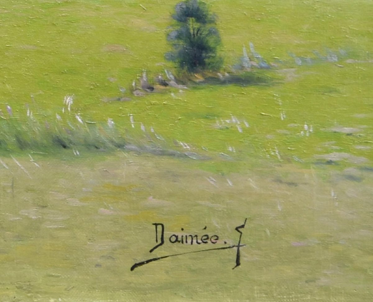 Oil On Canvas Landscape By émile Désiré Daimée French School 20th Century-photo-4