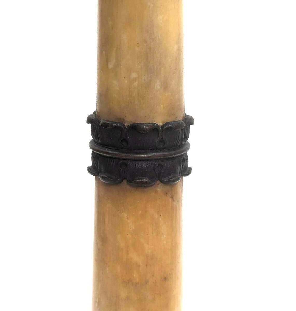 Pair Of Restoration Candlesticks In Onyx And Patinated Bronze-photo-2