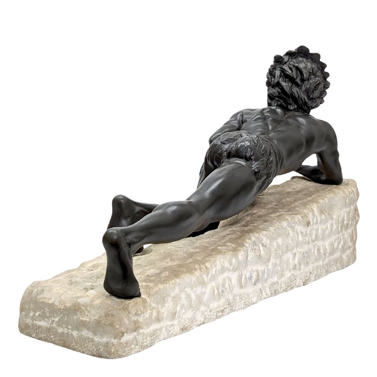L'indien à l'affût, statue 1900 sur terrasse naturelle-photo-4