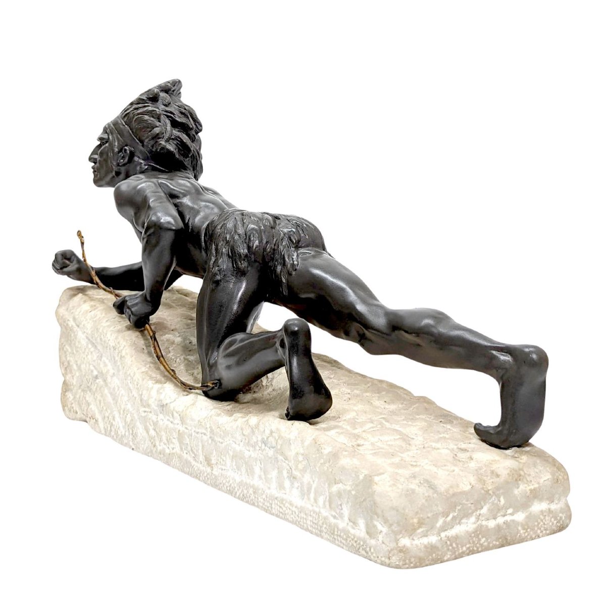 L'indien à l'affût, statue 1900 sur terrasse naturelle-photo-6