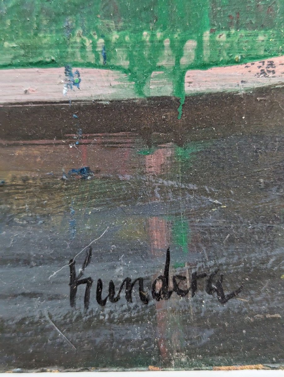 Still Life Oil On Cardboard By Rudolf Kundera-photo-2
