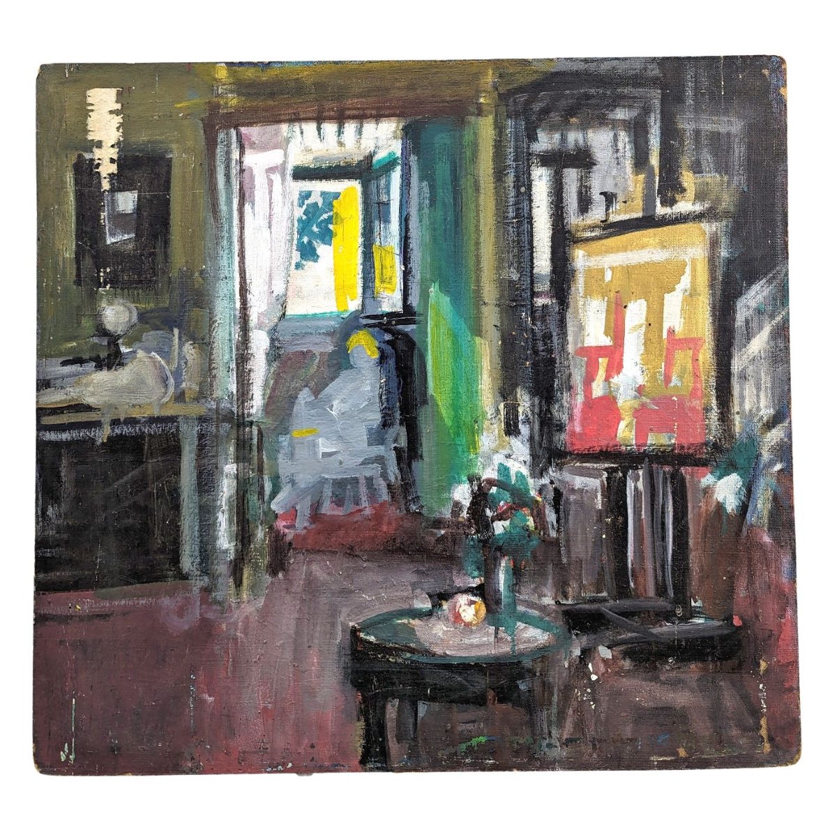 Still Life Oil On Cardboard By Rudolf Kundera-photo-3
