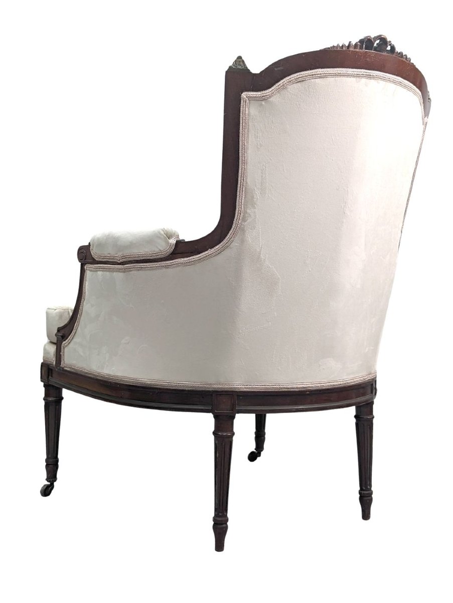 Fauteuils de style Louis XVI en acajou XIXème (fausse paire)-photo-2