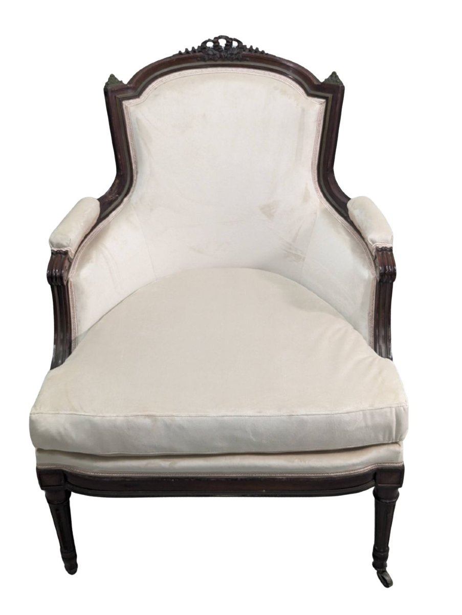 Fauteuils de style Louis XVI en acajou XIXème (fausse paire)-photo-3