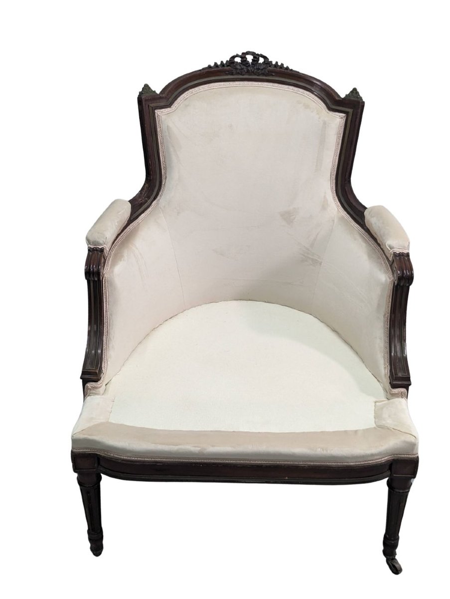 Fauteuils de style Louis XVI en acajou XIXème (fausse paire)-photo-4