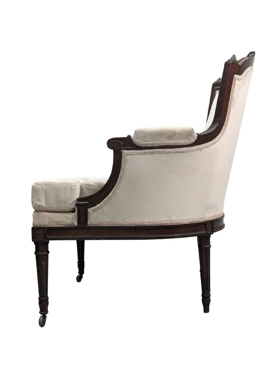 Fauteuils de style Louis XVI en acajou XIXème (fausse paire)-photo-6