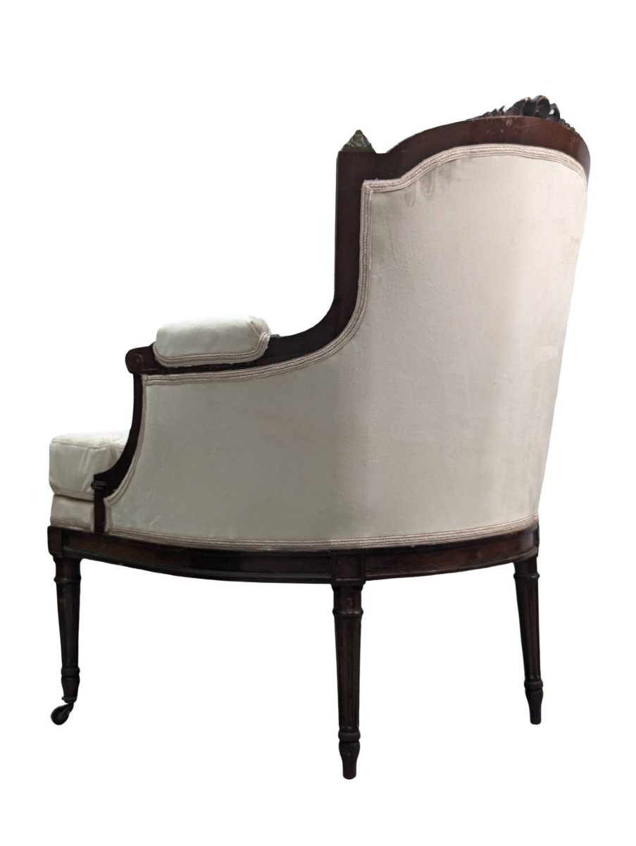 Fauteuils de style Louis XVI en acajou XIXème (fausse paire)-photo-7