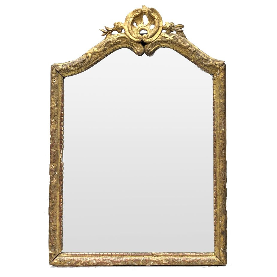 18th Century Louis XVI Lacquered And Gilded Wood Mirror-photo-2
