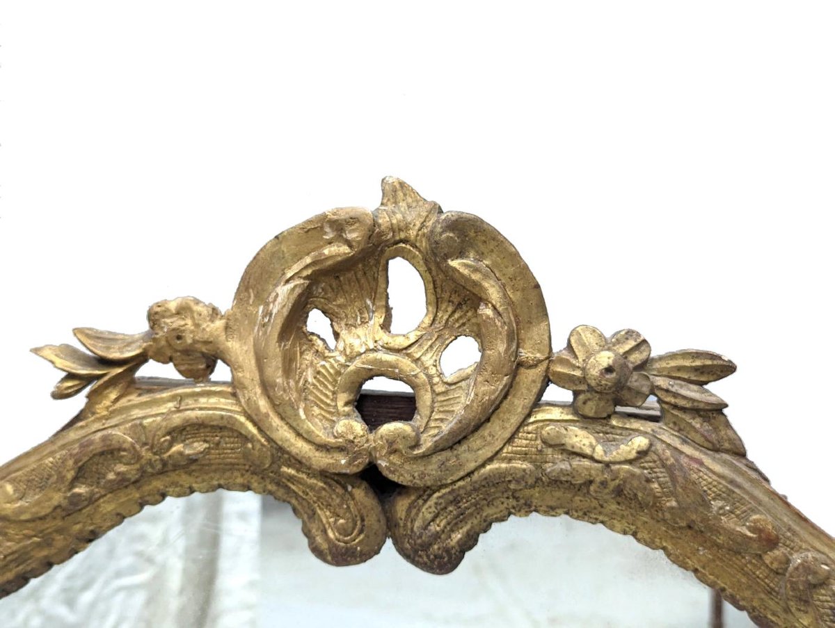 18th Century Louis XVI Lacquered And Gilded Wood Mirror-photo-2