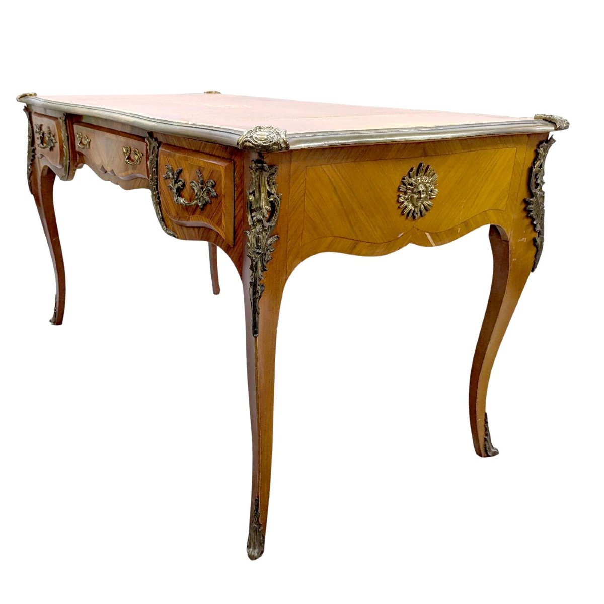 Petit bureau de dame à lingotière de style Louis XV dessus de cuir-photo-3