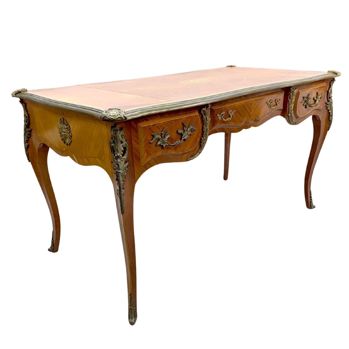 Petit bureau de dame à lingotière de style Louis XV dessus de cuir-photo-4